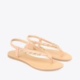  Sandal Bệt Đế Đúc Quai Phối Xích PK-5 Kem 
