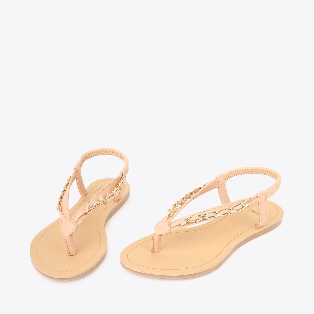  Sandal Bệt Đế Đúc Quai Phối Xích PK-5 Kem 