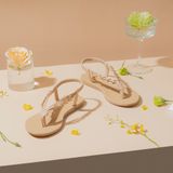  Sandal Bệt Đế Đúc Quai Phối Xích PK-5 Kem 