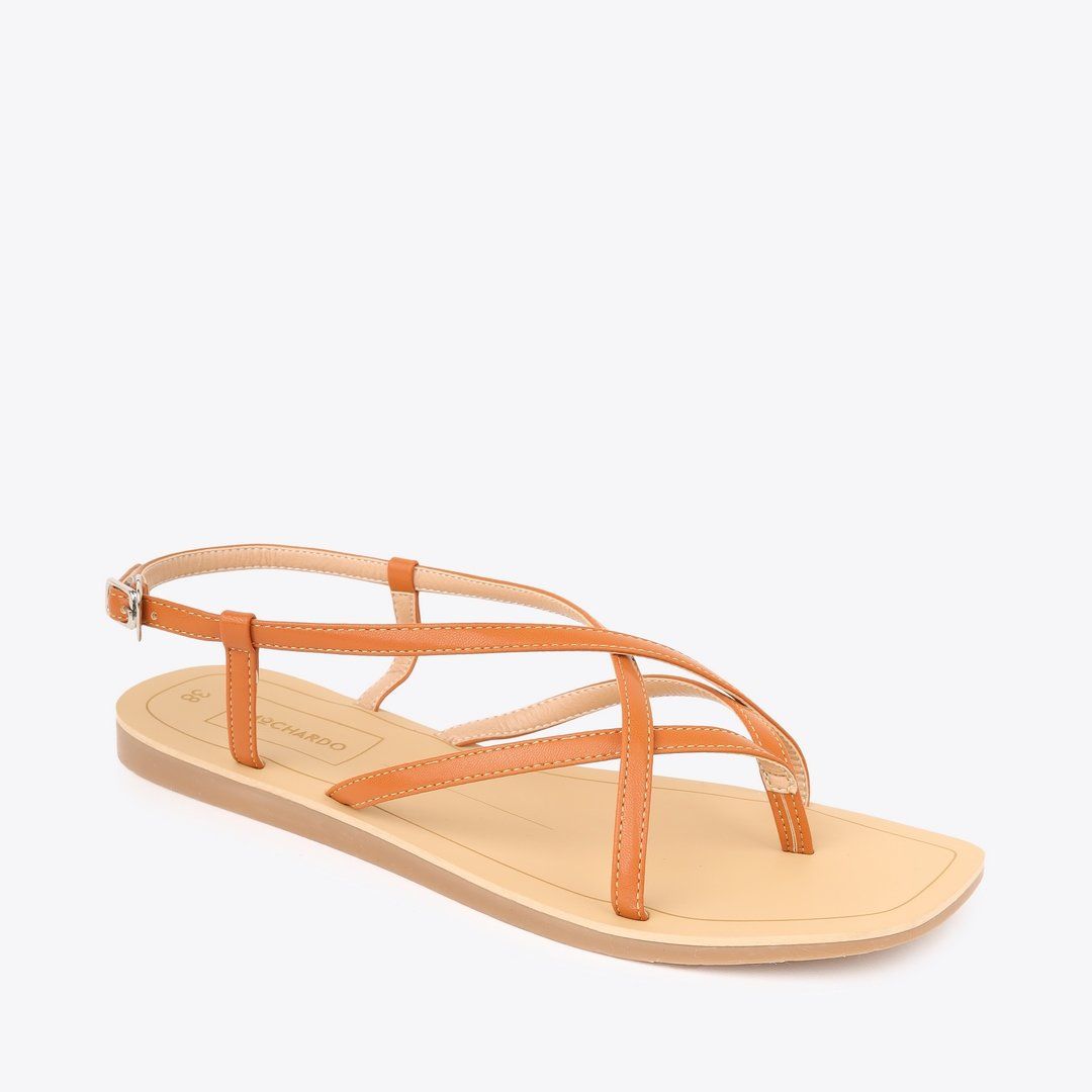  Sandal Bệt Đế Đúc Kiểu Xỏ Ngón Dây Chéo PK-6 Bò 