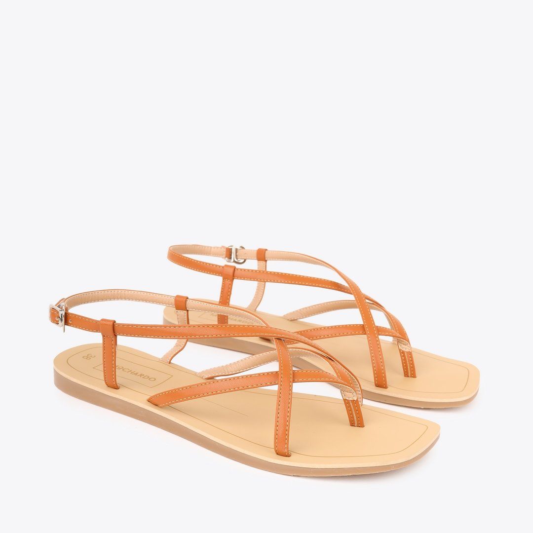  Sandal Bệt Đế Đúc Kiểu Xỏ Ngón Dây Chéo PK-6 Bò 