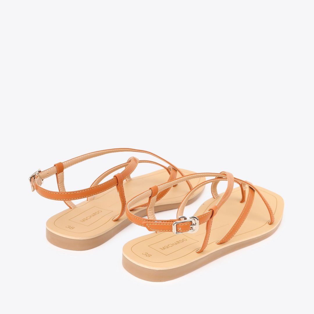  Sandal Bệt Đế Đúc Kiểu Xỏ Ngón Dây Chéo PK-6 Bò 