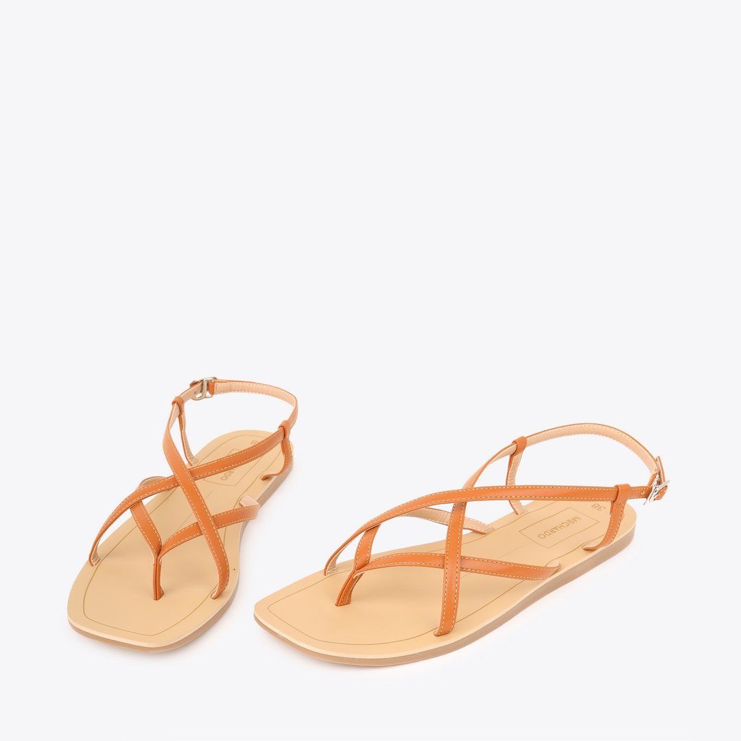  Sandal Bệt Đế Đúc Kiểu Xỏ Ngón Dây Chéo PK-6 Bò 