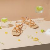  Sandal Bệt Đế Đúc Kiểu Xỏ Ngón Dây Chéo PK-6 Bò 