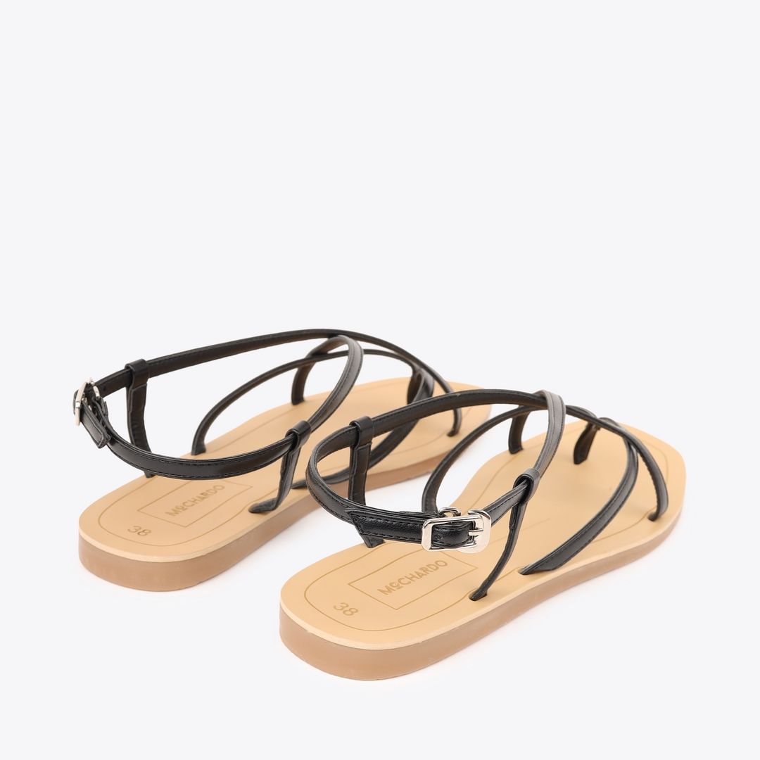  Sandal Bệt Đế Đúc Kiểu Xỏ Ngón Dây Chéo PK-6 Đen 