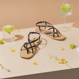  Sandal Bệt Đế Đúc Kiểu Xỏ Ngón Dây Chéo PK-6 Đen 