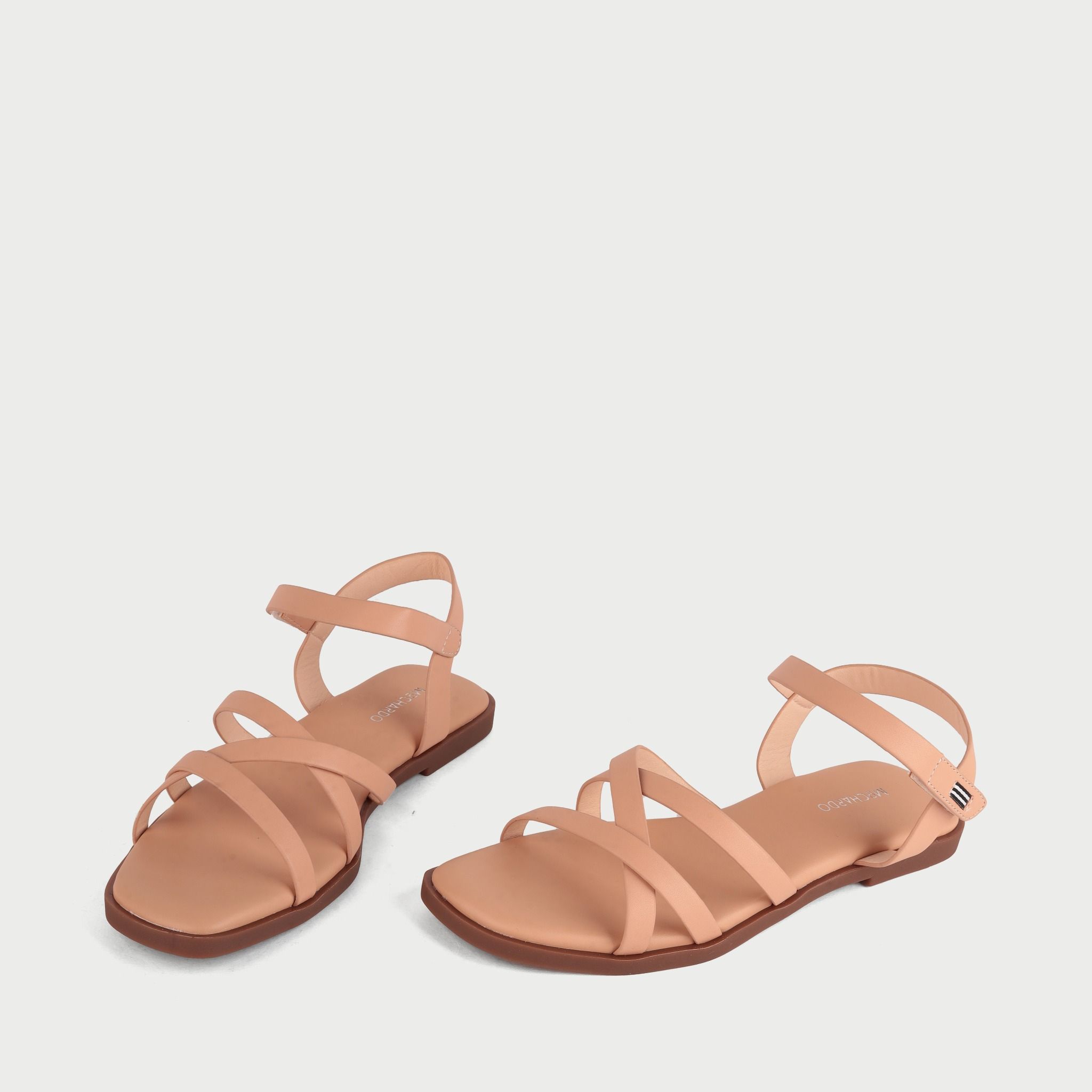  Sandal Đế Thấp Nữ Quai Dây Chéo PC-101 Kem Hồng 