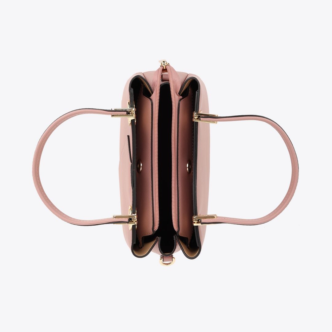  Túi Xách Công Sở Nữ Quai Đôi Khóa Hoa Da Vân Hạt BH-2 Hồng 