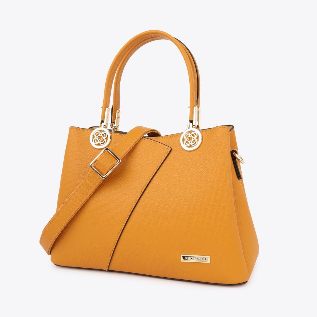  Túi Xách Công Sở Nữ Quai Đôi Khóa Hoa Da Vân Hạt BH-2 Vàng 