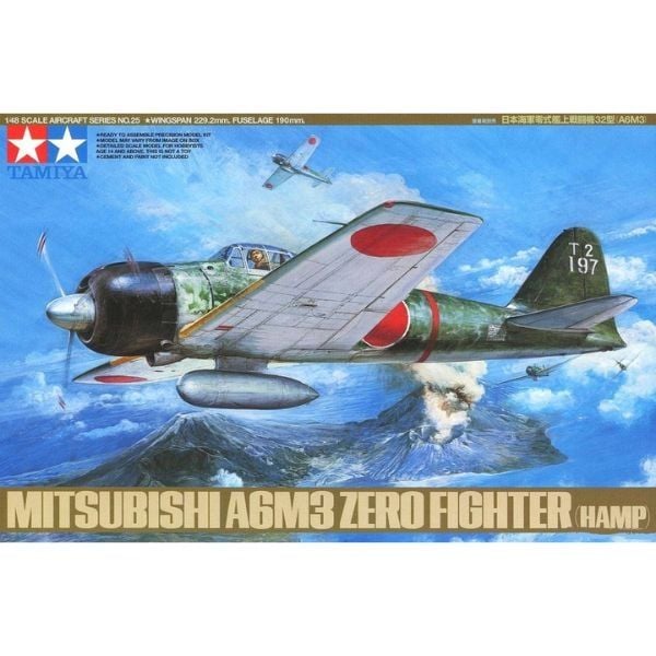 mô hình Mitsubishi A6M3 Type 32 Zero Fighter Hamp 1/48 Tamiya 61025 chính hãng