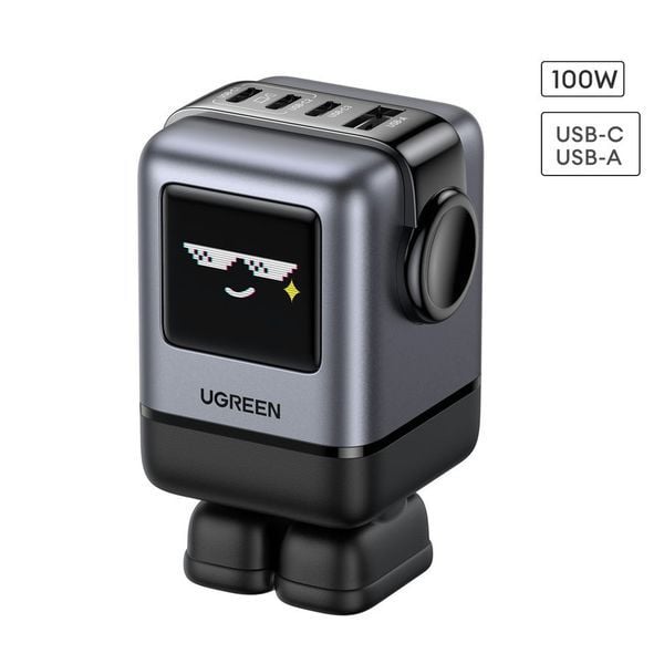 Củ sạc nhanh Uno RG 100W Robot GaN Mini 4 cổng Type-C x3, Type-A x1 Ugreen X688 45514B US iện dụng, phù hợp cho người dùng iPhone, Android, máy chơi game