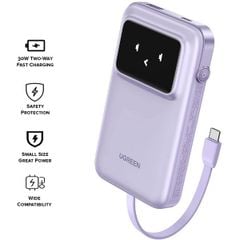 Pin dự phòng sạc di động 10.000mAh với Cáp USB-C Tích Hợp Ugreen PB511 35604B Tím