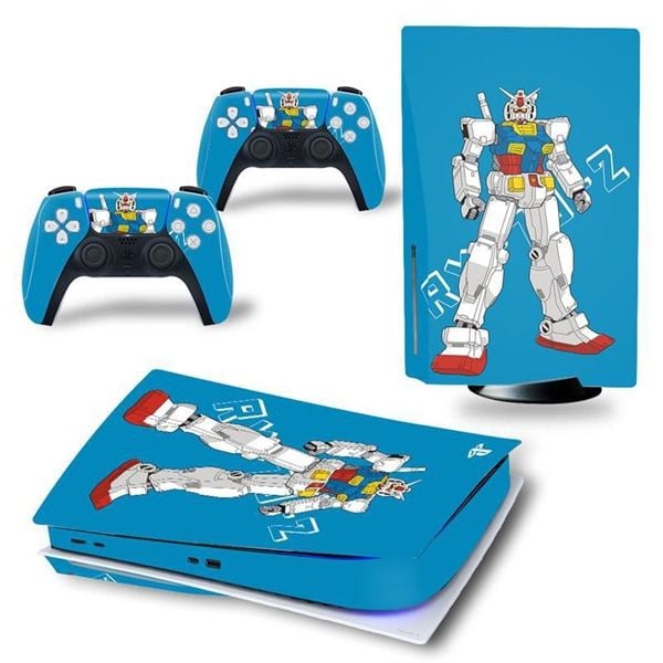 Skin dán trang trí Gundam RX-78-2 Blue cho máy PS5 Standard Dualsense Controller