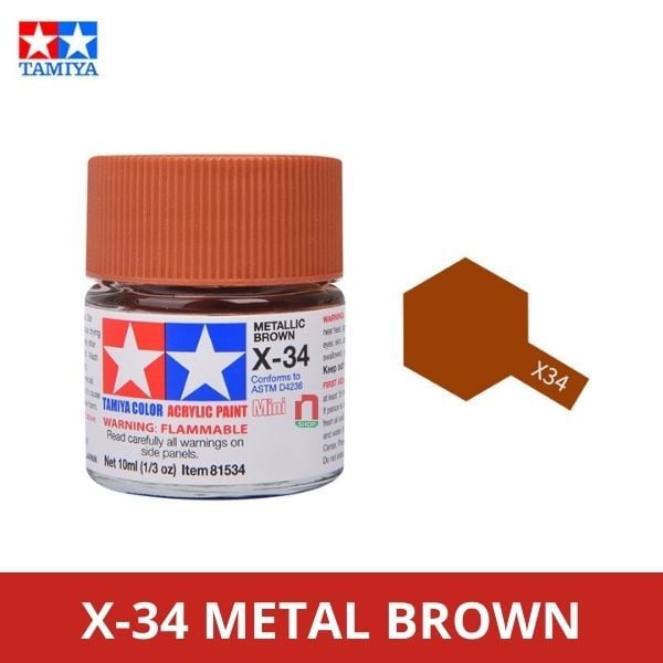  Sơn mô hình Tamiya Acrylic Mini X-34 Metal Brown - 81534 