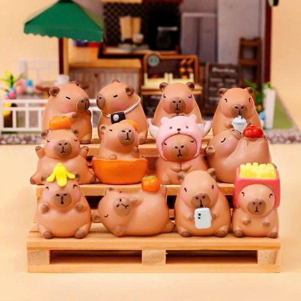 Hộp Mù Capybara Đồ Ăn Hàng Đầu Blind Box nhận đồ chơi dễ thương trang trí bàn học làm việc sưu tầm