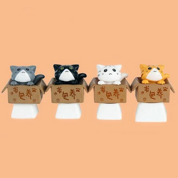  Keycap Mèo trong thùng giấy cho phím cơ 