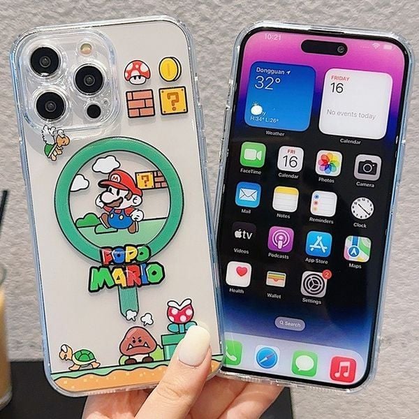  Ốp Điện Thoại iPhone 16 Pro/Pro Max Mario Khung Tròn 