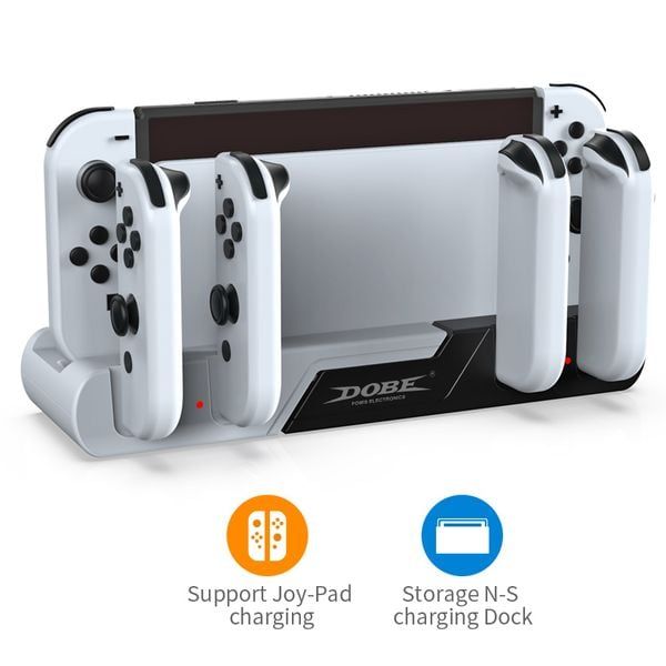  Đế sạc Joy-con mở rộng gắn Dock Nintendo Switch OLED DOBE - Đen Trắng - TNS-0122B 