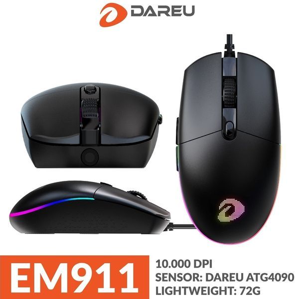 Chuột Gaming DAREU EM911 RGB Lightweight  nhỏ gọn chất lượng tốt thiết kế công thái học thông minh
