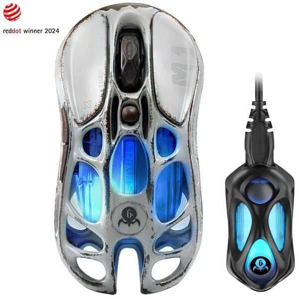  Chuột không dây Gaming GravaStar Mercury M1 Pro Battle Worn Edition Silver Mist 