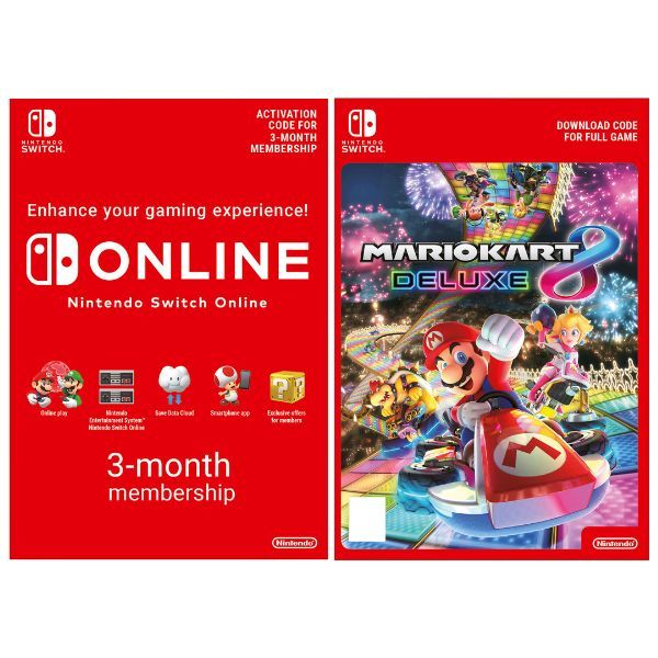 Nintendo Switch New Version Neon Red & Blue + Mario Kart 8 Deluxe + 3 Month Nintendo Switch Online chính hãng