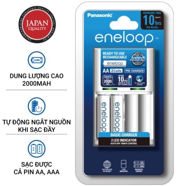 Bộ sạc tiêu chuẩn Eneloop 10 giờ chính hãng tặng kèm 2 pin bảo vệ môi trường ship COD CPN toàn quốc giao hỏa tốc Hồ Chí Minh Sài Gòn Hà Nội