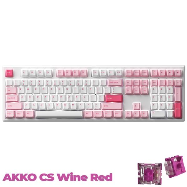  Bàn phím cơ MonsGeek MG108 Prunus Lannesiana - White LED / AKKO CS Switch Wine Red / PBT Double-Shot 