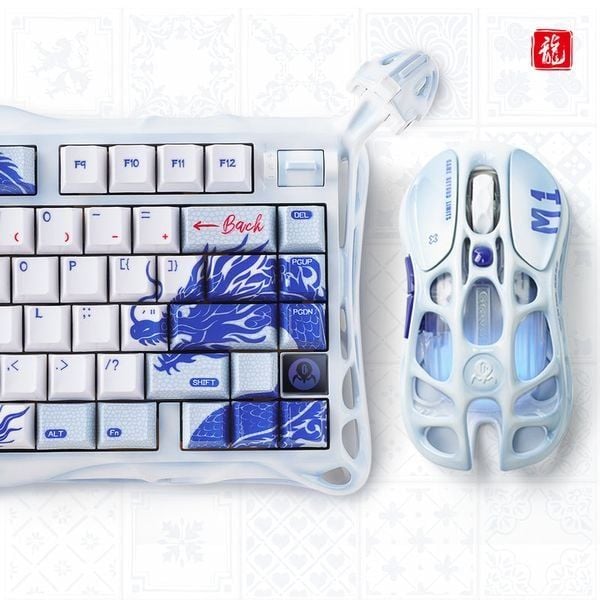  Bàn phím cơ GravaStar Mercury K1 Pro Combo Mouse Porcelain Blue Gaming Set Special Edition 