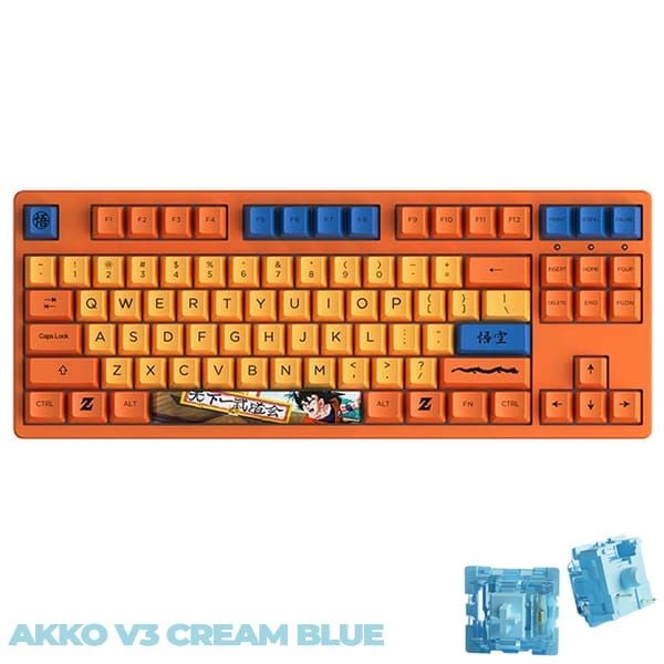 Bàn phím cơ AKKO 3087 RF Dragon Ball Z Goku - Dual-mode  AKKO Switch V3 Cream Blue