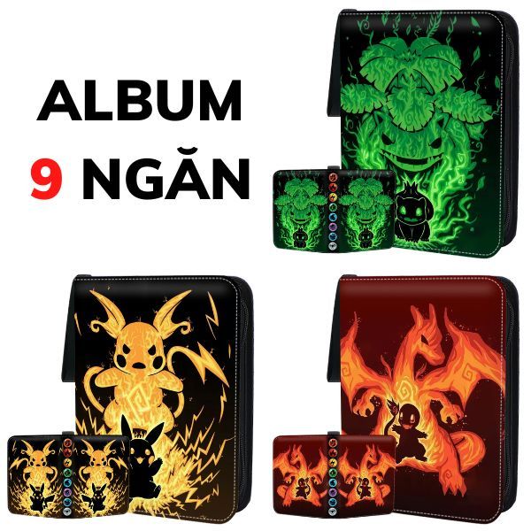  Album 9 ngăn đựng bài Pokemon TCG hình nghệ thuật tiến hóa 