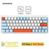  Bàn phím cơ có dây Zifriend ZA63 Salmon Wired Version Hot Swap 