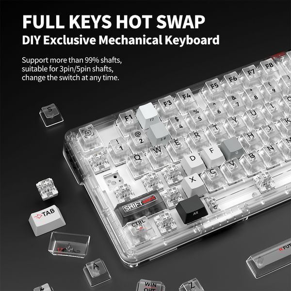  Bàn phím cơ có dây Zifriend ZT82 White Hot Swap 