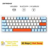  Bàn phím cơ Zifriend ZA63 Pro Salmon 3 Mode Hot Swap 