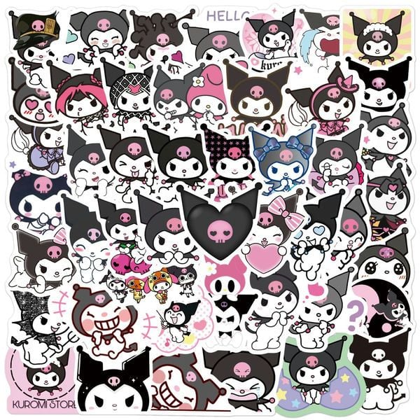  Hình dán sticker Sanrio Kuromi tổng hợp 50 cái 
