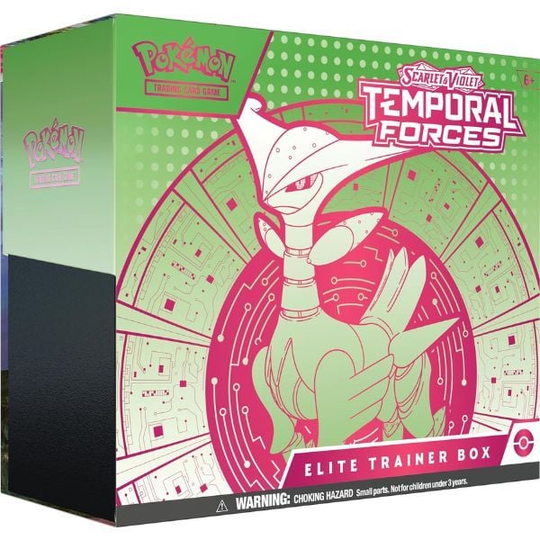 Thẻ bài Scarlet Violet Temporal Forces Elite Trainer Box Iron Leaves hàng thật chính hãng gồm nhiều thẻ bài ngẫu nhiên in hình đẹp sắc nét sưu tầm