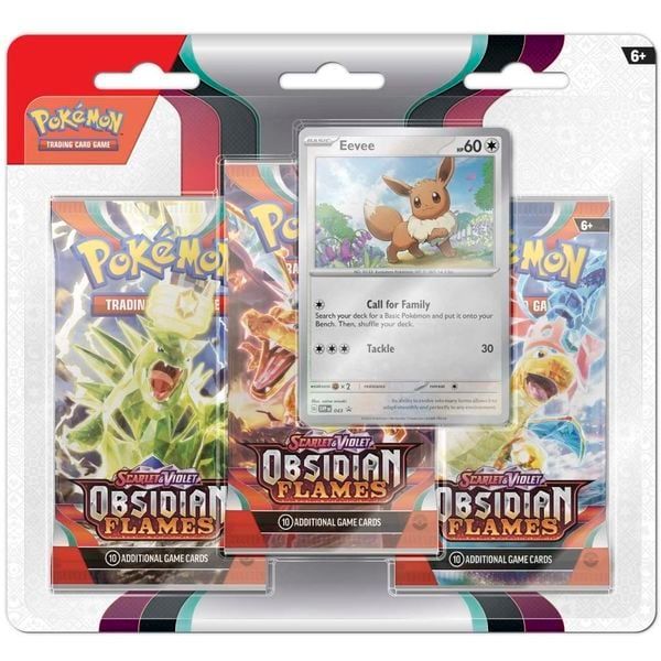  PP47 Pokemon TCG Scarlet & Violet-Obsidian Flames 3 Booster Packs & Eevee Promo Card 