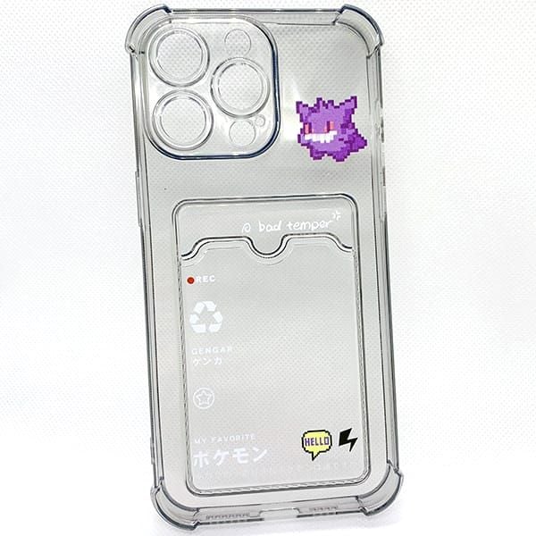  Ốp lưng trong suốt Pokemon Pixel có ngăn đựng cho iPhone 15/Plus/Pro/Pro Max 