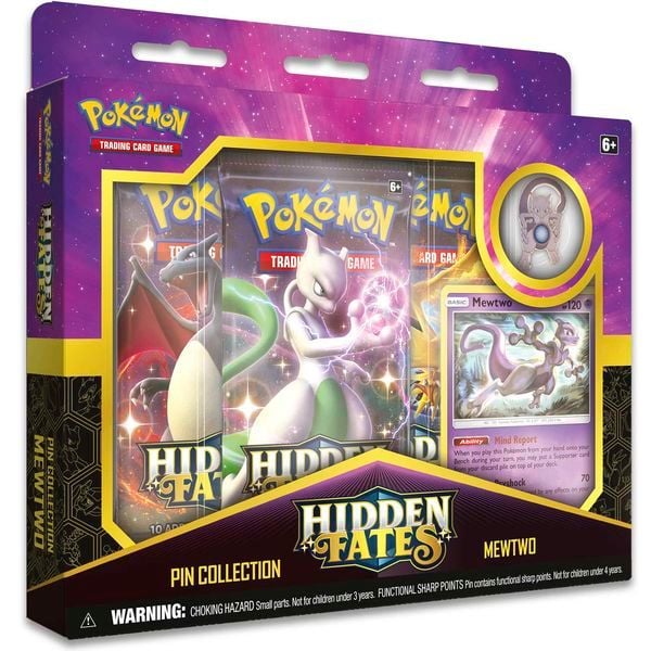 Thẻ Bài Pokemon Hidden Fates Pin Collection - Mewtwo chính hãng