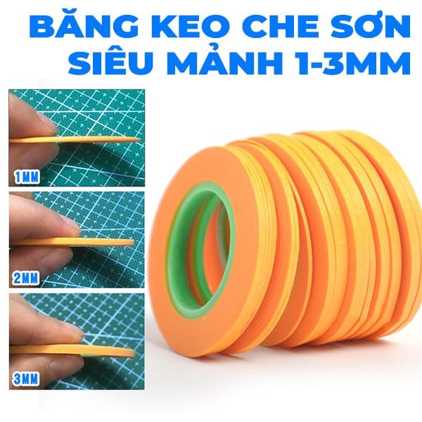 Băng keo dính che sơn cỡ 1mm 2mm 3mm