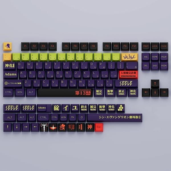 Bộ Keycap XDA PBT bàn phím cơ Evangelion 13 Dark Purple 135 nút