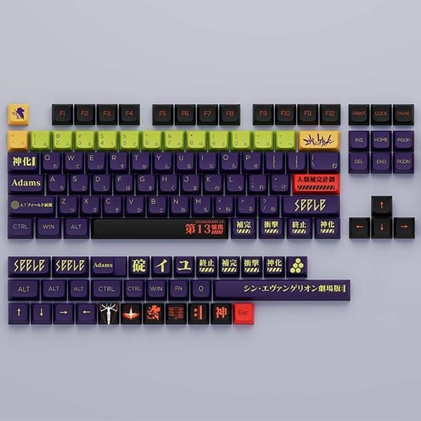  Bộ Keycap XDA PBT bàn phím cơ Evangelion 13 Dark Purple 135 nút 