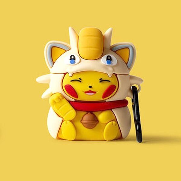  Case bảo vệ AirPods hình Pokemon Pikachu Meowth Maneki Neko 