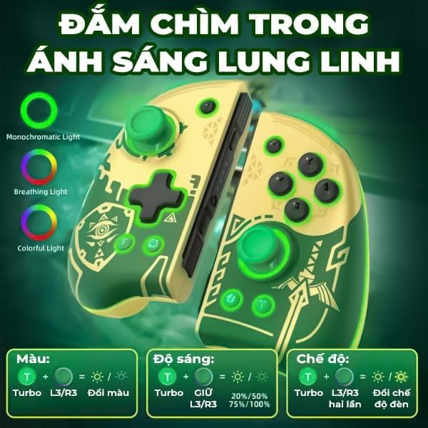  Tay cầm chơi game Golden Elite Plus Joypad Nintendo Switch Zelda Tears of the Kingdom - IINE L806 