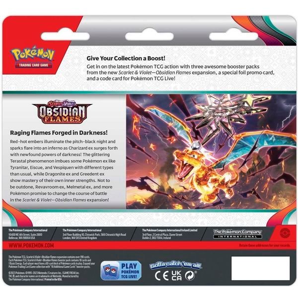  PP48 Pokemon TCG Scarlet & Violet-Obsidian Flames 3 Booster Packs & Houndstone Promo Card 