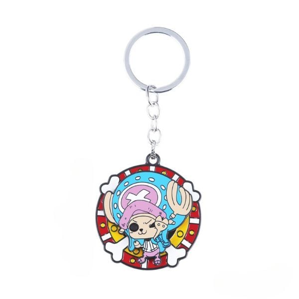  Móc khóa kim loại One Piece xoay tròn 