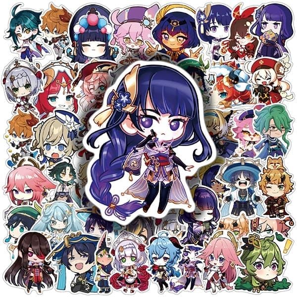 Hình dán Sticker trang trí hình Genshin Impact 60 cái ngẫu nhiên