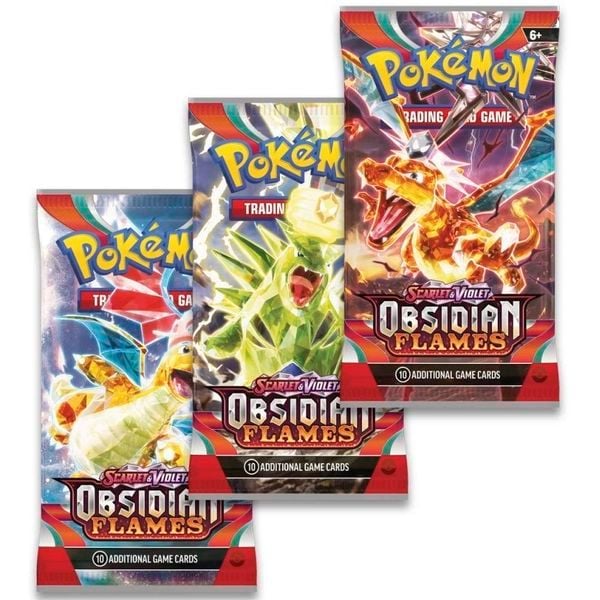  PP48 Pokemon TCG Scarlet & Violet-Obsidian Flames 3 Booster Packs & Houndstone Promo Card 