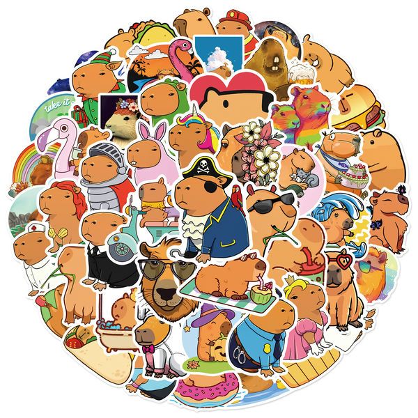  Hình dán sticker chuột lang nước Capybara tổng hợp 50 cái 