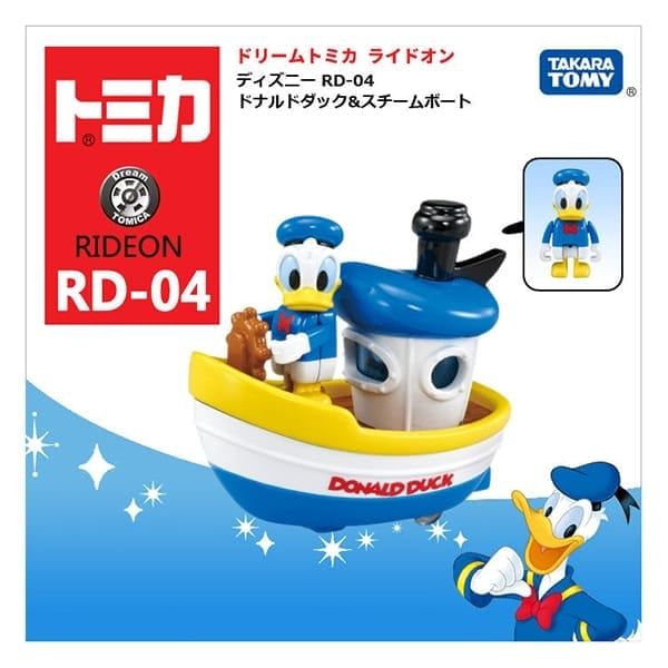  Đồ chơi mô hình xe Tomica DT Ride On Disney RD-04 Donald Duck & Steam Boat 