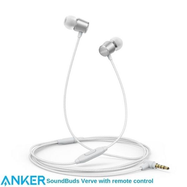  Tai nghe có dây Anker SoundBuds Verve kèm mic chính hãng - White Silver - A3801 